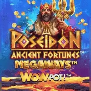 Ancient Fortunes: Poseidon WowPot! MEGAWAYS online game logo by Triple Edge Studios on lollyspins.vip