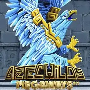 Aztec Wilds Megaways logo by Iron Dog Studio at Lollyspins Casino