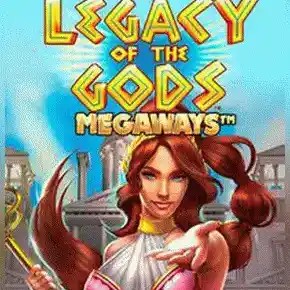 Legacy of Gods Megaways slot logo by Blueprint Gaming at Lollyspins Casino