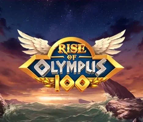 Rise of Olympus 100 slot logo by Play'n GO at Lollyspins Casino